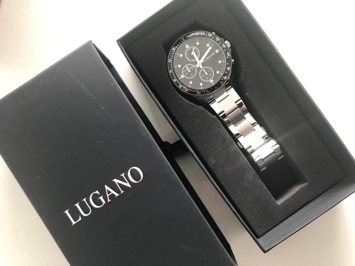 kvalitet billigt ur megir lugano watches chrono black steel test anmeldelse review billige ure af god kvalitet ikke vandtæt
