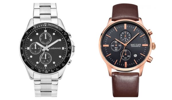 billige ure fra lugano watches og megir ur test kvalitet chrono steel black megir master brown anmeldelse review