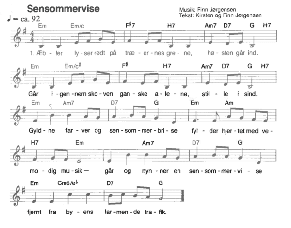 noder akkorder sensommervise sensommervisen teksten til akkorderne til akkorder lyrics tabs guitar spil lær at spille sensommervise