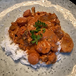 Mørbradgryde med ris