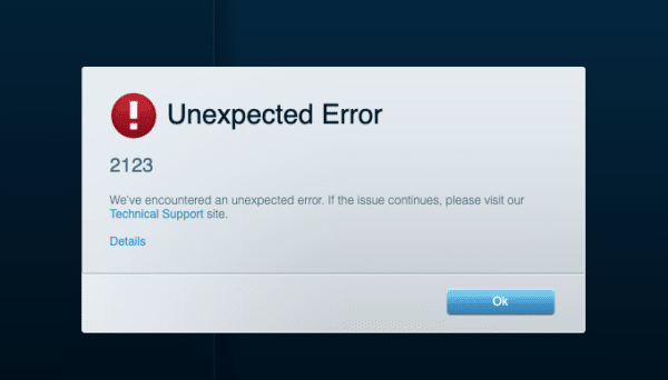 unexpected error 2123 velop linksys nodes light blue internet working no app access via 192.168.1.1 wifi smart login does not work