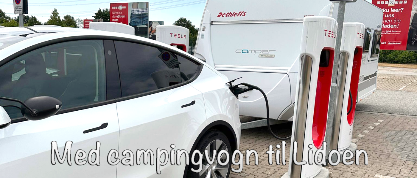 tesla model y long range med campingvogn til lido di jesolo italien forbrug ladning opladning energi hvor lang tid erfaring