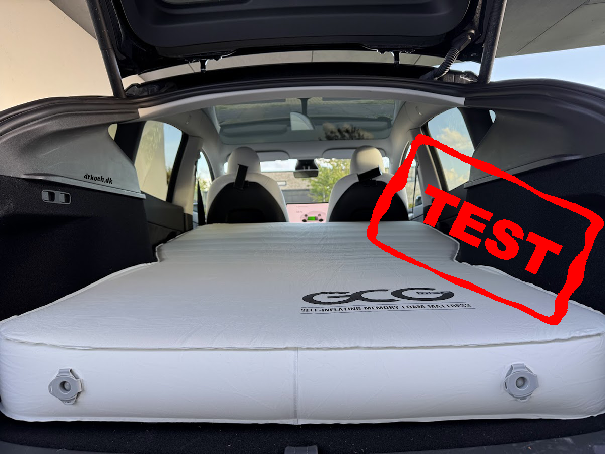 test af GCG Max Premium luftmadras til tesla model y og 3 erfaring med madras til bil