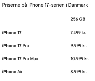 pris iPhone 17 air max pro extra