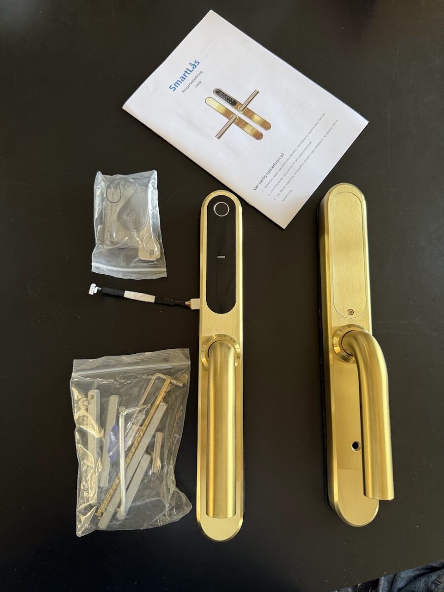 Anmeldelse og test af kodel&aring;s med fingeraftryk erfaring med Zafe T-lock messing smal profil Jasa guard L2 TT-lock montering g&oslash;r det selv DIY